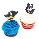 Set Capsulas Cupcakes y Toppers con motivos de Piratas en reposteria creativa